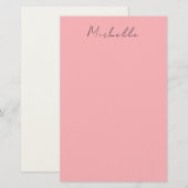 Papeterie Rose Clair Professionnel Écriture Manuscrite Uniqu (Devant / Derrière)