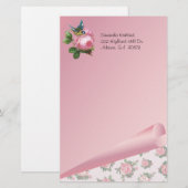 Papeterie rose de coutume de roses (Devant / Derrière)