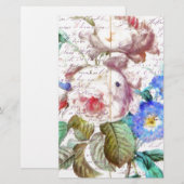 Papeterie Rose de lettre vintage (Devant / Derrière)