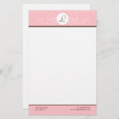 Papeterie rose de monogramme de rose et de (Devant / Derrière)