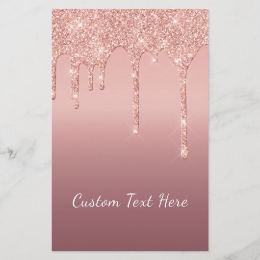 Papeterie Rose de texte personnalisé Parties scintillant d'é (Devant)