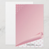 Papeterie rose et blanche de coutume de point de (Devant / Derrière)