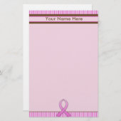 Papeterie Rose et brun de cancer du sein barrés (Devant / Derrière)