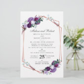 Papeterie Rose Floral violet or Mariage de verdure géométriq (Debout devant)
