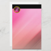 PAPETERIE ROSE FUCHSIA AMÉTHYST GEM STONE MONOGRAMME (Devant / Derrière)