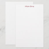 Papeterie Rose Gold Calligraphié Élégant Nom Blanc (Devant / Derrière)