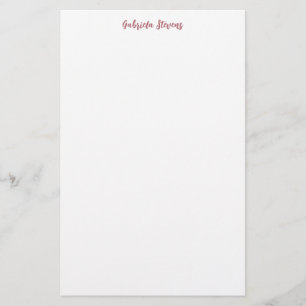 Papeterie Rose Gold Calligraphié Élégant Nom Blanc