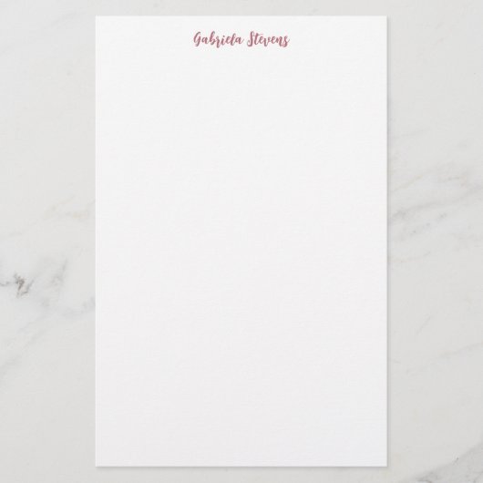 Papeterie Rose Gold Calligraphié Élégant Nom Blanc (Devant)