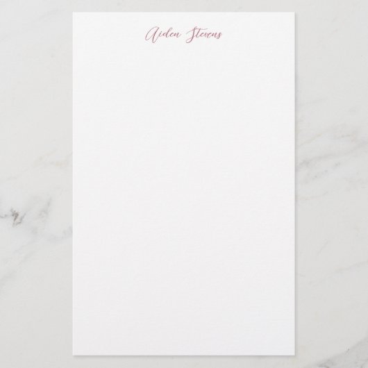 Papeterie Rose Gold Élégant Calligraphie Nom Blanc (Devant)