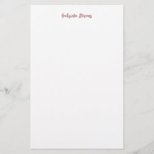 Papeterie Rose Gold Élégant Nom de Calligraphie Blanc