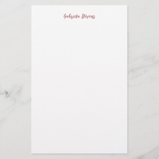 Papeterie Rose Gold Élégant Nom de Calligraphie Blanc (Devant)