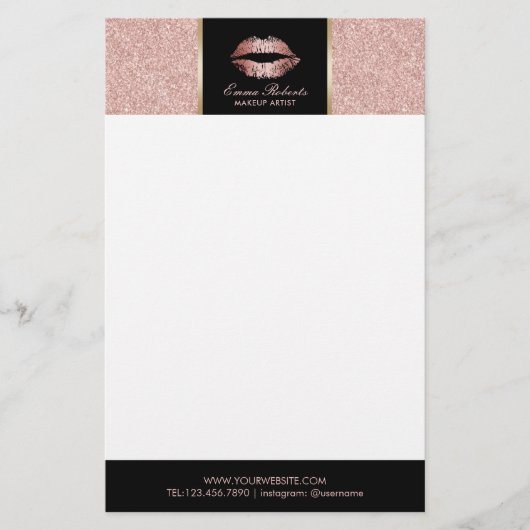 Papeterie Rose  Gold Parties scintillant Lips Salon moderne (Devant)
