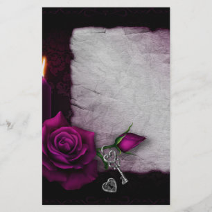Papeterie Rose gothique, bougie, parchemin et emplacement