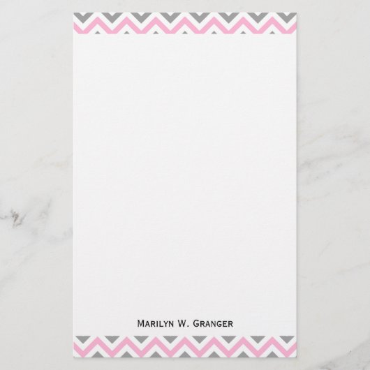 Papeterie Rose, Gris Dk What Grand Motif Chevron ZigZag (Devant)