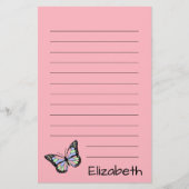 Papeterie Rose mou avec texte noir et papillon (Devant)