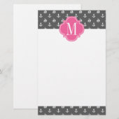 Papeterie Rose nautique Girly de charbon de bois d'Ancres (Devant / Derrière)