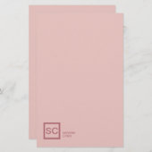 Papeterie Rose or couleur professionnelle girly nom monogram (Devant / Derrière)