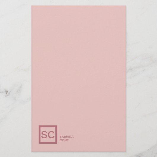 Papeterie Rose or couleur professionnelle girly nom monogram (Devant)