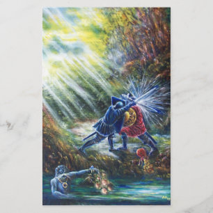 Papeterie ROSE OUBLIÉ combattant les chevaliers, l'argent et