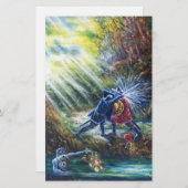 Papeterie ROSE OUBLIÉ combattant les chevaliers, l'argent et (Devant / Derrière)