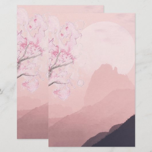 Papeterie rose pâle de l'horizon (Devant / Derrière)