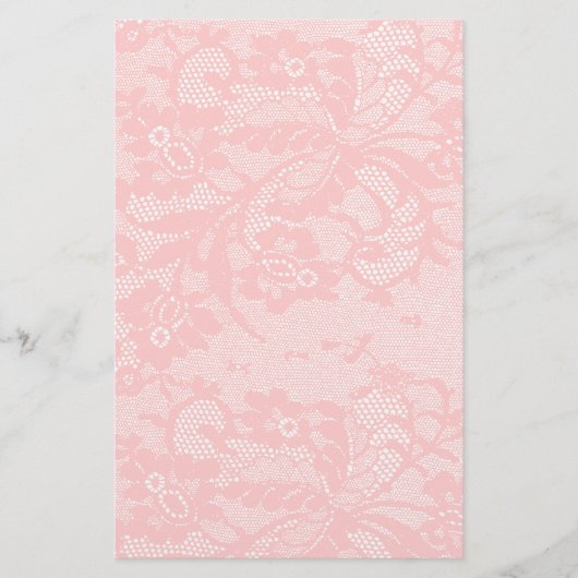 Papeterie Rose Pâle Floral Dentelle Élégante Féminine (Devant)