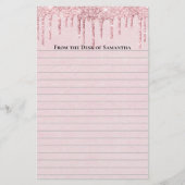 Papeterie Rose Personnalisé Paillettes Qui Coulent Tendance (Devant)