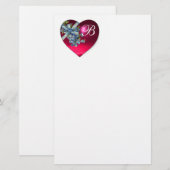 PAPETERIE ROSE ROUGE COEUR & OUBLIEZ-MOI NOTES MONOGRAMME (Devant / Derrière)