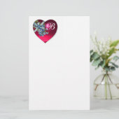 PAPETERIE ROSE ROUGE COEUR & OUBLIEZ-MOI NOTES MONOGRAMME (Debout devant)