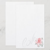 Papeterie Rose rouge stylisée et amour (Devant / Derrière)