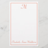 Papeterie Rose Saumon et Monogramme Blanc (Devant)