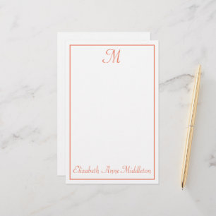 Papeterie Rose Saumon et Monogramme Blanc