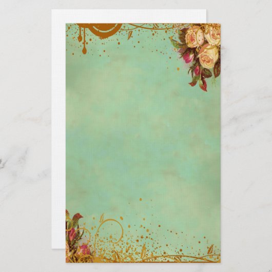 Papeterie Rose victorienne (Devant / Derrière)