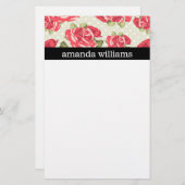 Papeterie Rose vintage de rose (Devant / Derrière)