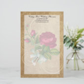 Papeterie Rose Vintage élégant, Magenta/Brown (Debout devant)