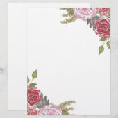 Papeterie Roses Aquarelle (Devant / Derrière)