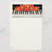 Papeterie Roses de clavier de piano et notes de musique (Devant / Derrière)