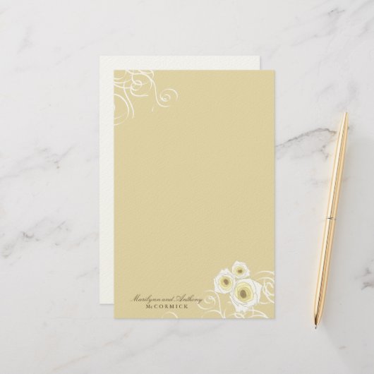 Papeterie Roses De Crème Et Frottent Élégant Mariage Romanti (Devant/Arrière en situation)