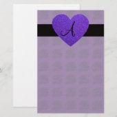 Papeterie Roses de monogramme de coeur pourpre (Devant / Derrière)