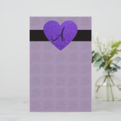 Papeterie Roses de monogramme de coeur pourpre (Debout devant)