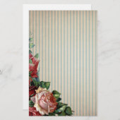 Papeterie Roses de pays et rayures nostalgiques d'arrière - (Devant / Derrière)