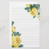 Papeterie Roses jaunes rayés (Devant / Derrière)