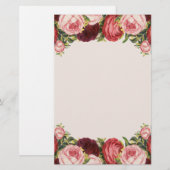 Papeterie Roses rouge-rose victoriens de chou de Bourgogne (Devant / Derrière)