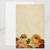 Papeterie Roses vintages sur Parchment (Devant / Derrière)