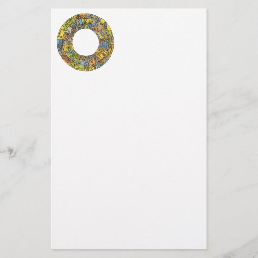 Papeterie Roue vintage céleste, Zodiaque astrologique (Devant)