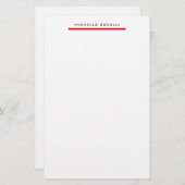 Papeterie Rouge Blanc Professionnel Simple Minimaliste (Devant / Derrière)