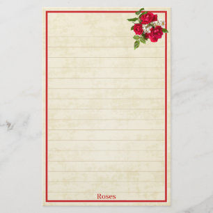 Papeterie Rouge Bouquet de rose florale Crème BG