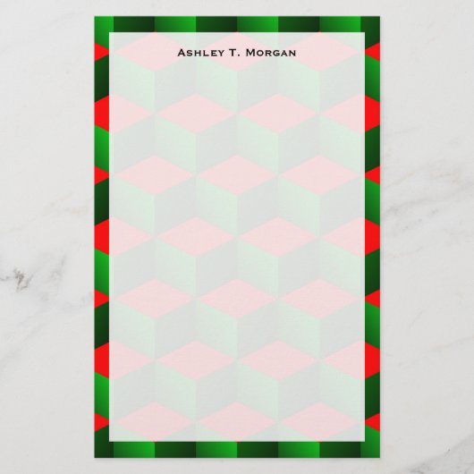 Papeterie Rouge et vert 3D Look Cubes Enveloppe fantaisie de (Devant)