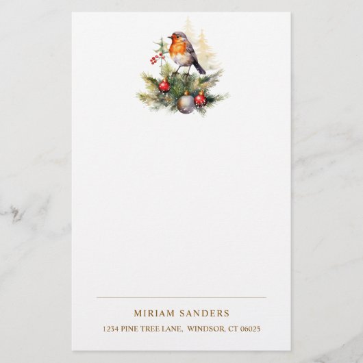 Papeterie Rouge-gorge de Noël d'hiver (Devant)