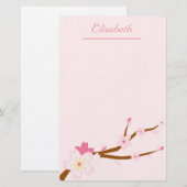 Papeterie Rouge rose pâle Sakura CHerry Blossom japonais (Devant / Derrière)